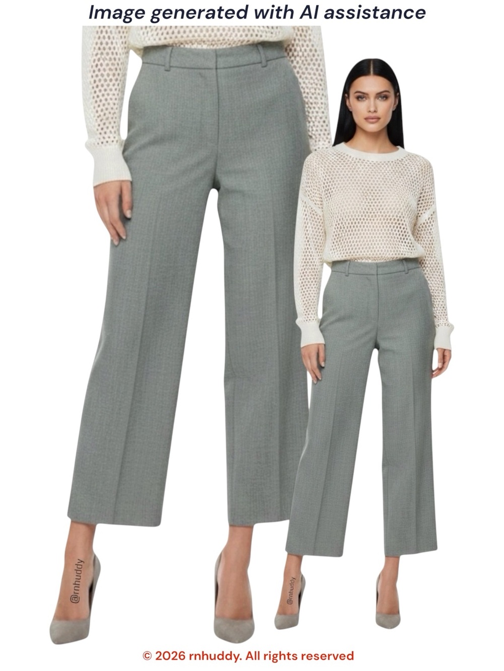 Rachel Zoe size 4 grey with green hint wide leg ankle pant